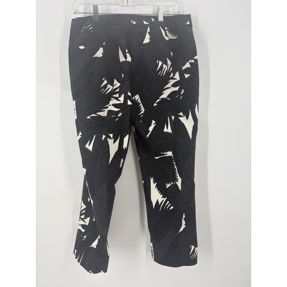 Chicos Palm Leaf Print Trousers‎ Black White Pants Women Size 15 - Picture 3 of 9